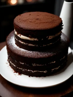 Delicious Chocolate Cake on Plate with Sombrero