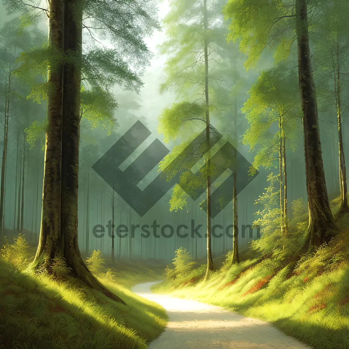 Picture of Serene Path Amidst Sunlit Forest