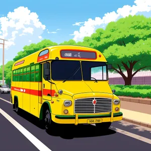 Dynamic School Bus on Busy Highway