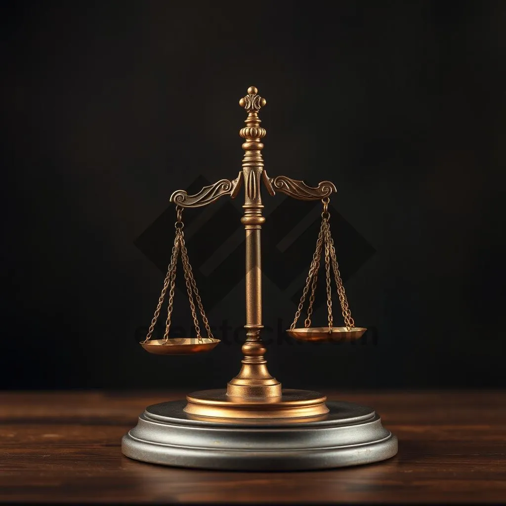 Picture of 3D Gold Scale of Justice - Symbol of Law & Balance