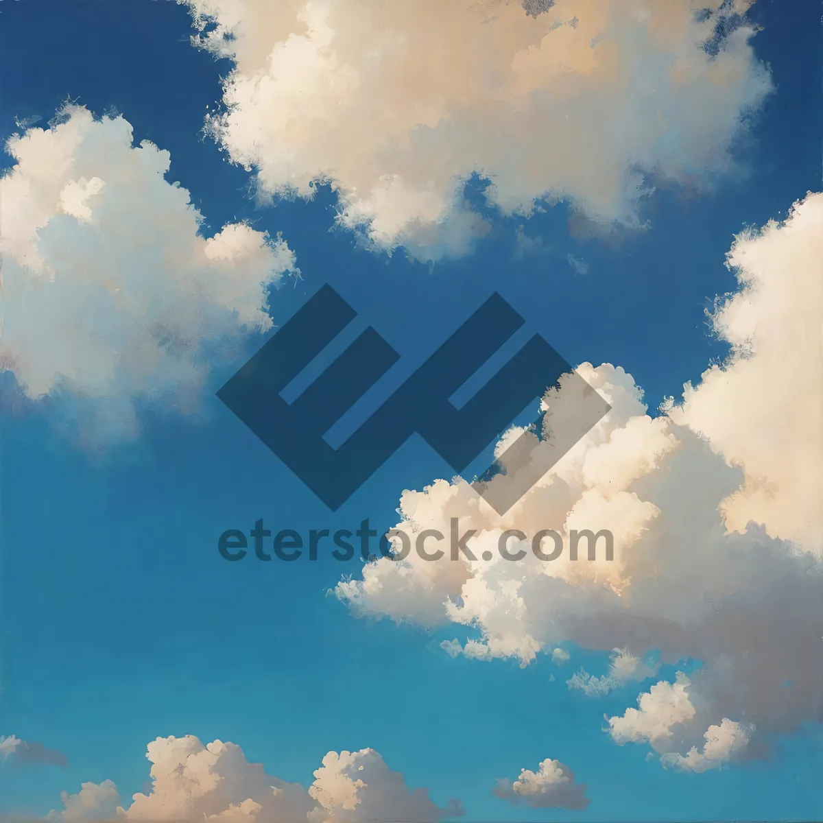 Picture of Serene Summer Sky with Fluffy Clouds