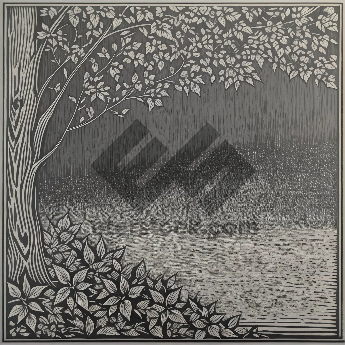 Picture of Vintage Grunge Texture with Floral Motif