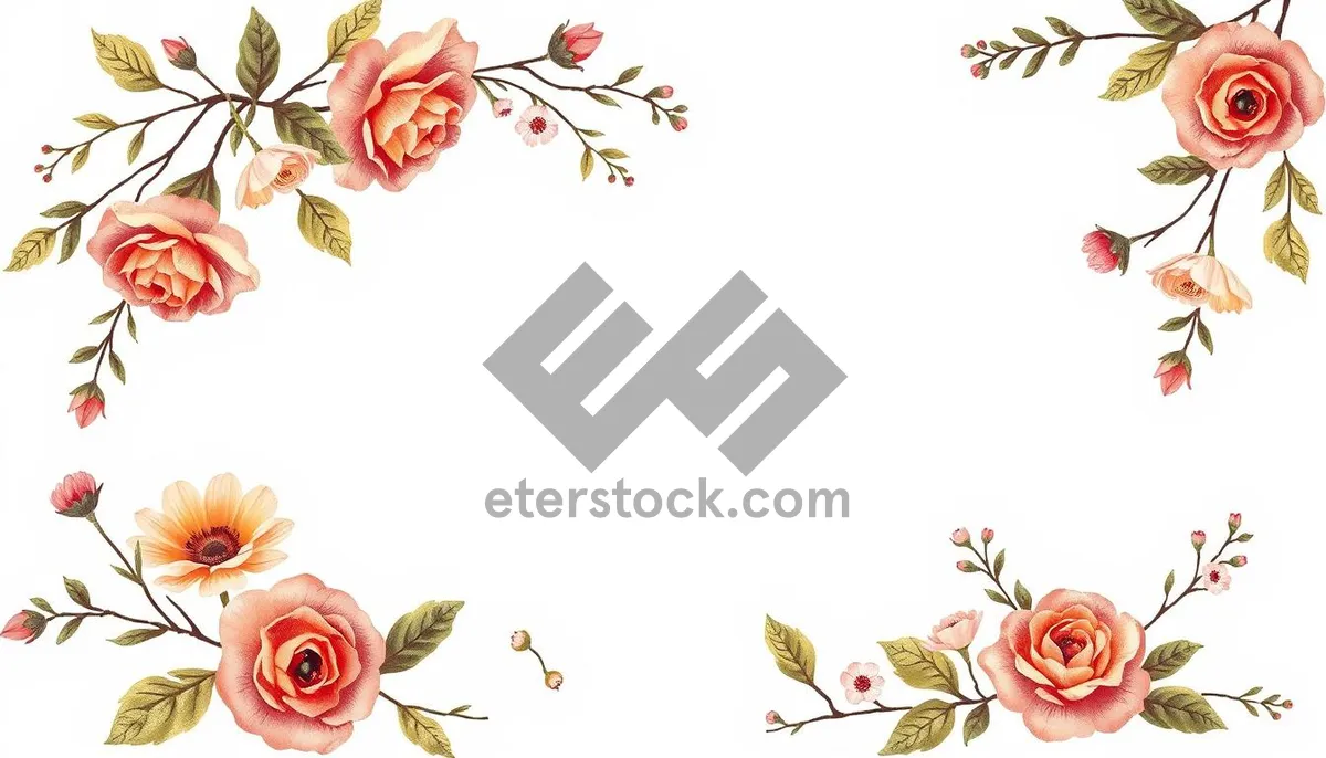 Picture of Retro floral silhouette graphic design wallpaper pattern