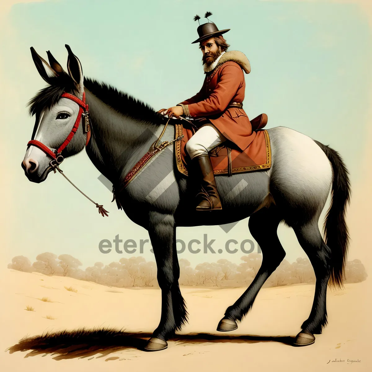 Picture of Thoroughbred Stallion in Equestrian Gear