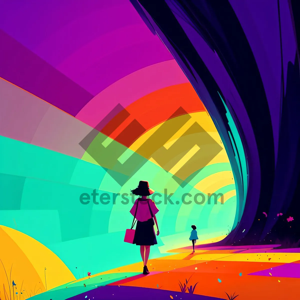 Picture of Vibrant Rainbow Wave Artwork.