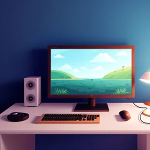 Modern Desktop Computer with Flat Screen Monitor