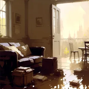 Modern Wood-Style Interior with Comfortable Furniture