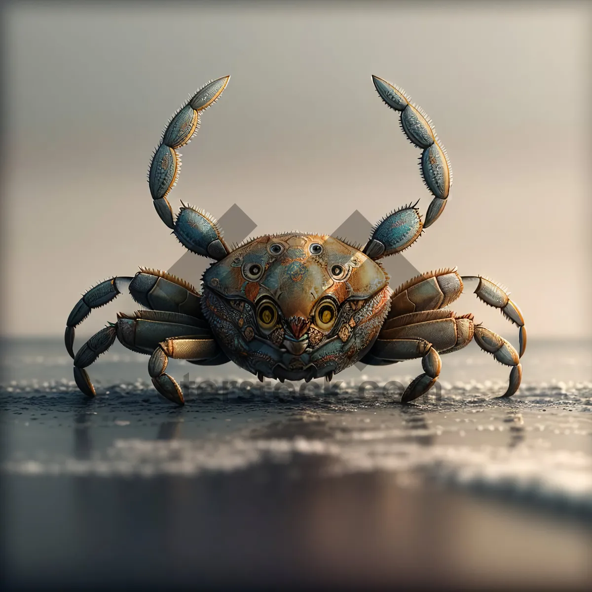 Picture of Rock Crab - Majestic crustacean perched on a rocky surface.