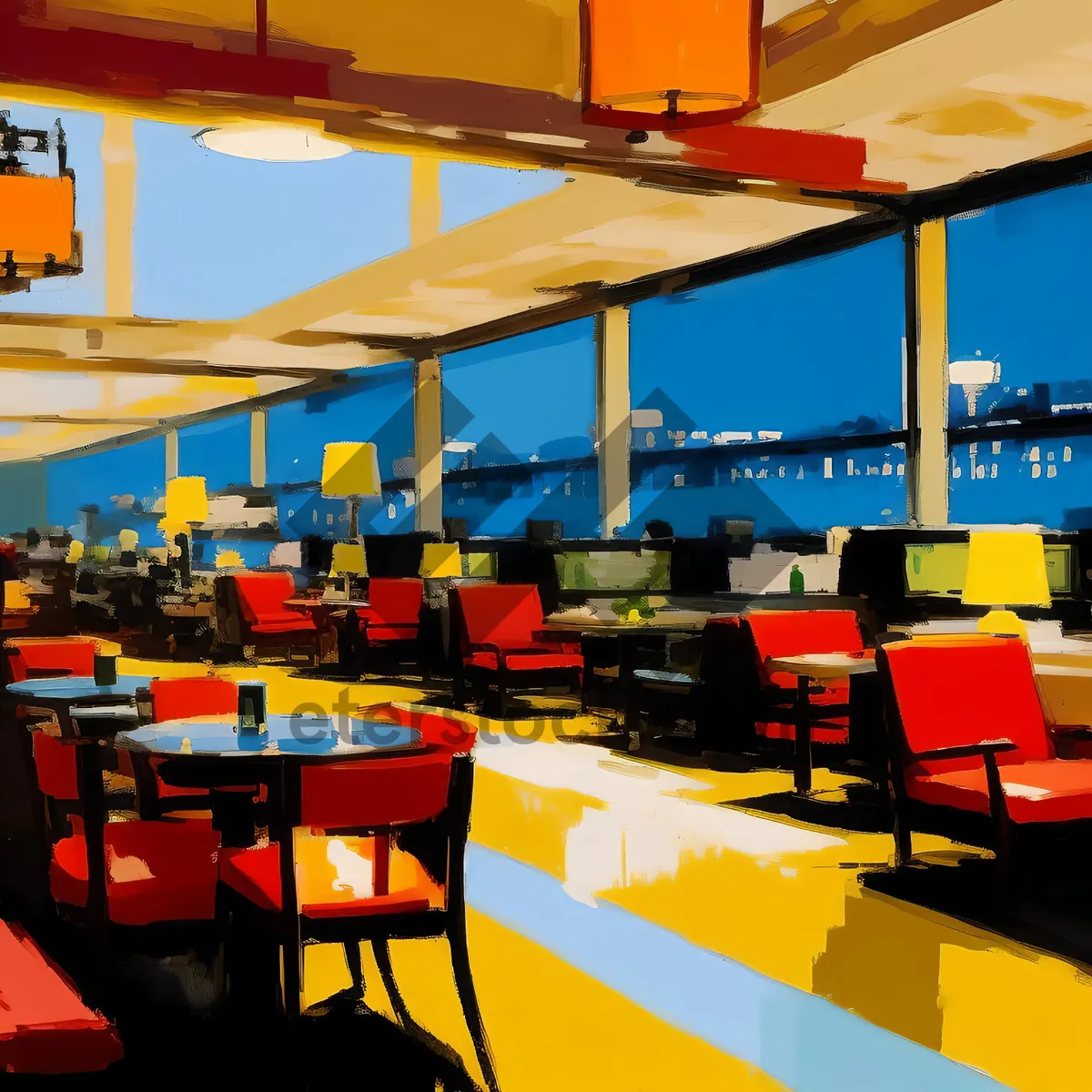 Picture of Modern Interior of a Restaurant Cafeteria