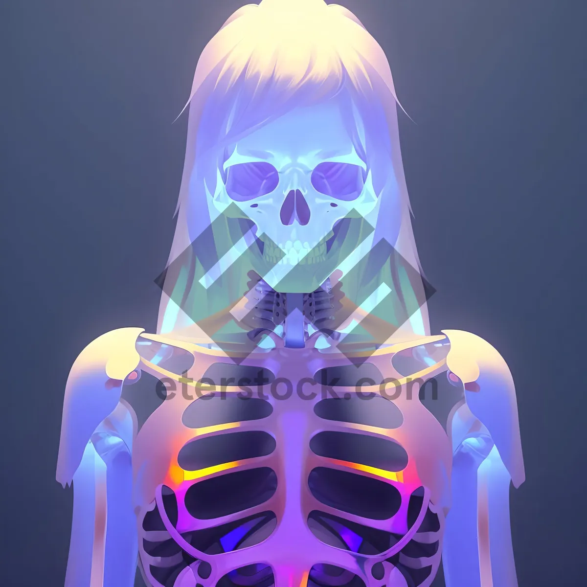 Picture of Transparent Skeleton Bust - Anatomical 3D Graphic