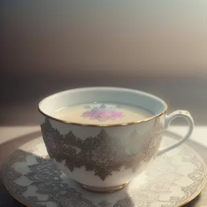 Hot Coffee in Porcelain Cup with Saucer