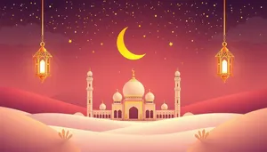 Moonlit Mosque in Winter Wonderland Celebration