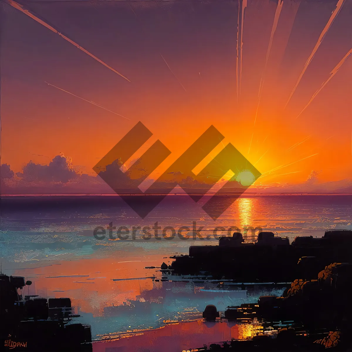 Picture of Tropical Sunset Over Ocean's Horizon