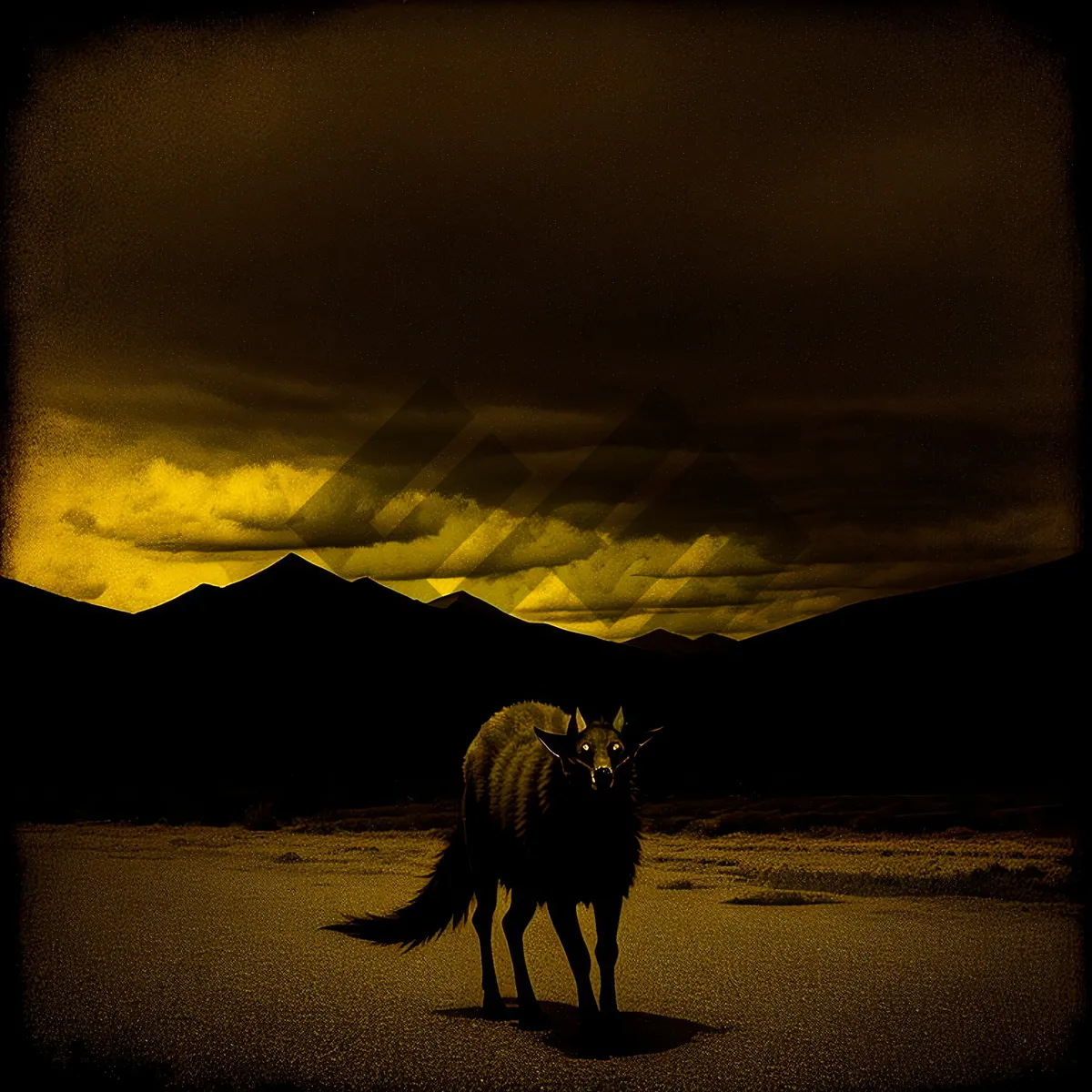 Picture of Golden Horizon: Majestic Horse Silhouette at Beach