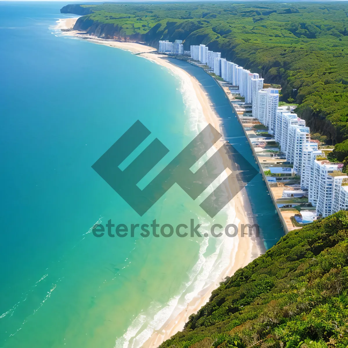 Picture of Serene Coastal Landscape: Tropical Beach with Palm Trees