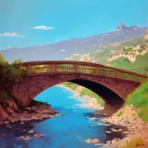 Majestic Steel Arch Bridge Spanning Scenic River