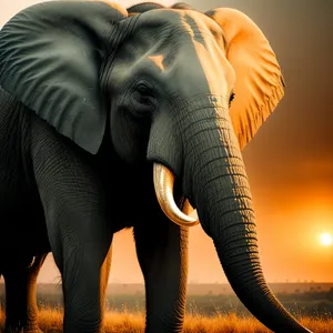 Majestic Tusker: Iconic Elephant in Wildlife Safari.