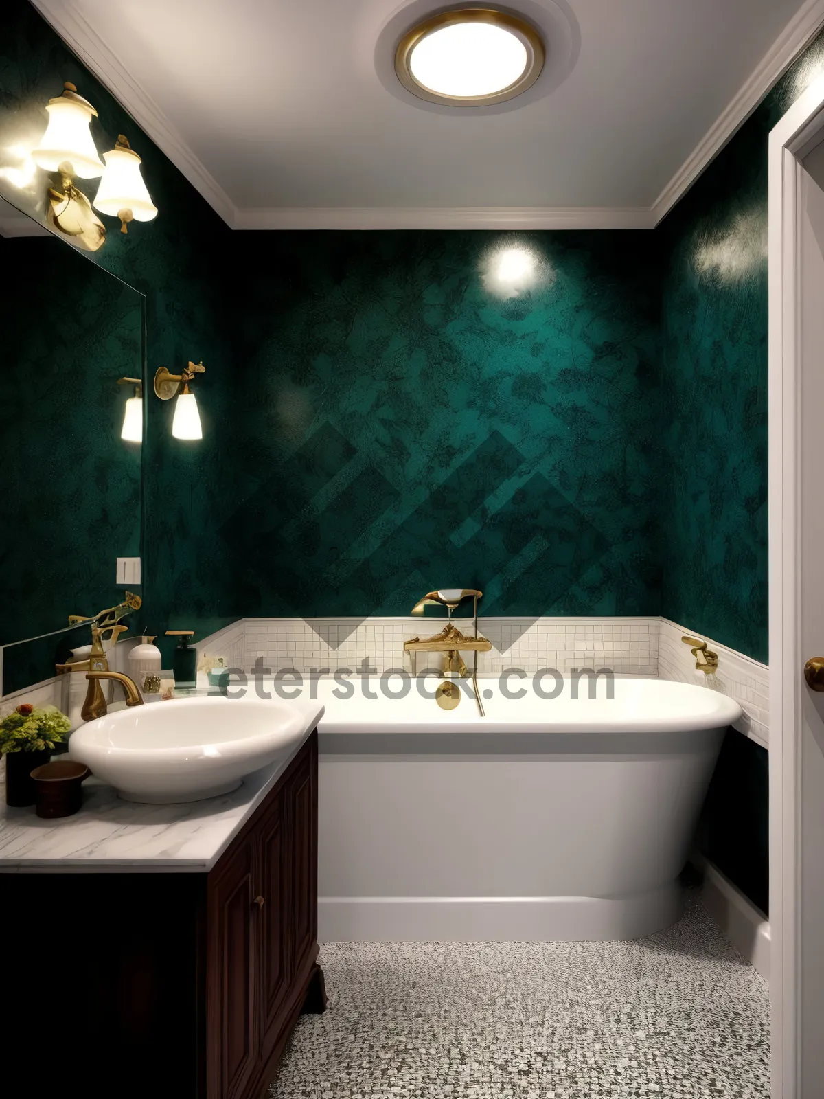 Picture of Modern Luxury Bathroom with Clean Tile and Stylish Fixtures