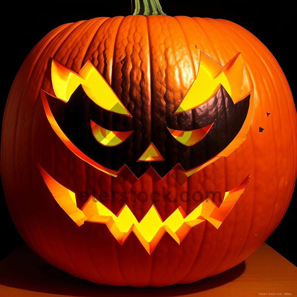 Picture of Sinister Smirk: Glowing Evil Pumpkin Face in the Dark