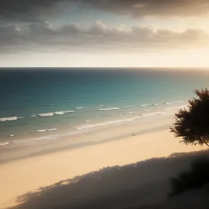 Serene Sunset on Sandy Beach