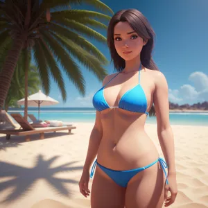 Beach Babe: Sexy Bikini Model Enjoying Tropical Vacation