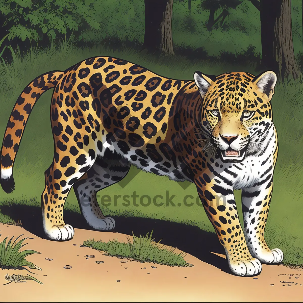 Picture of Striking Jaguar Roaming in the Wild