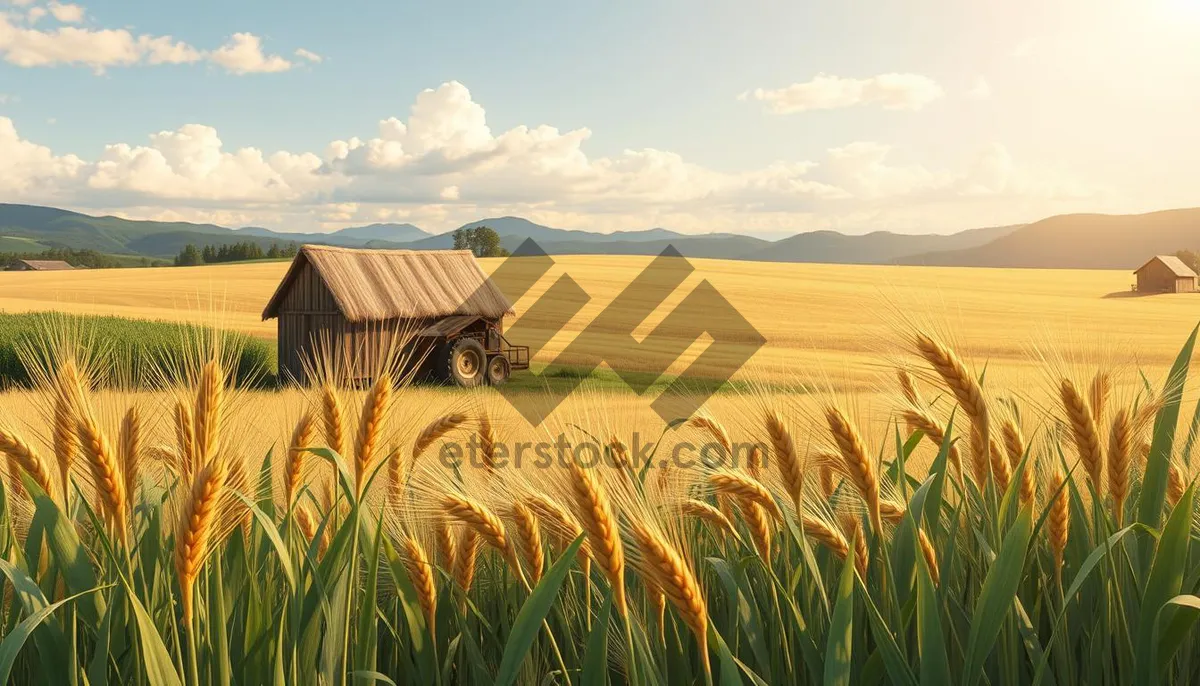 Picture of Sunny cereal field under clear blue sky