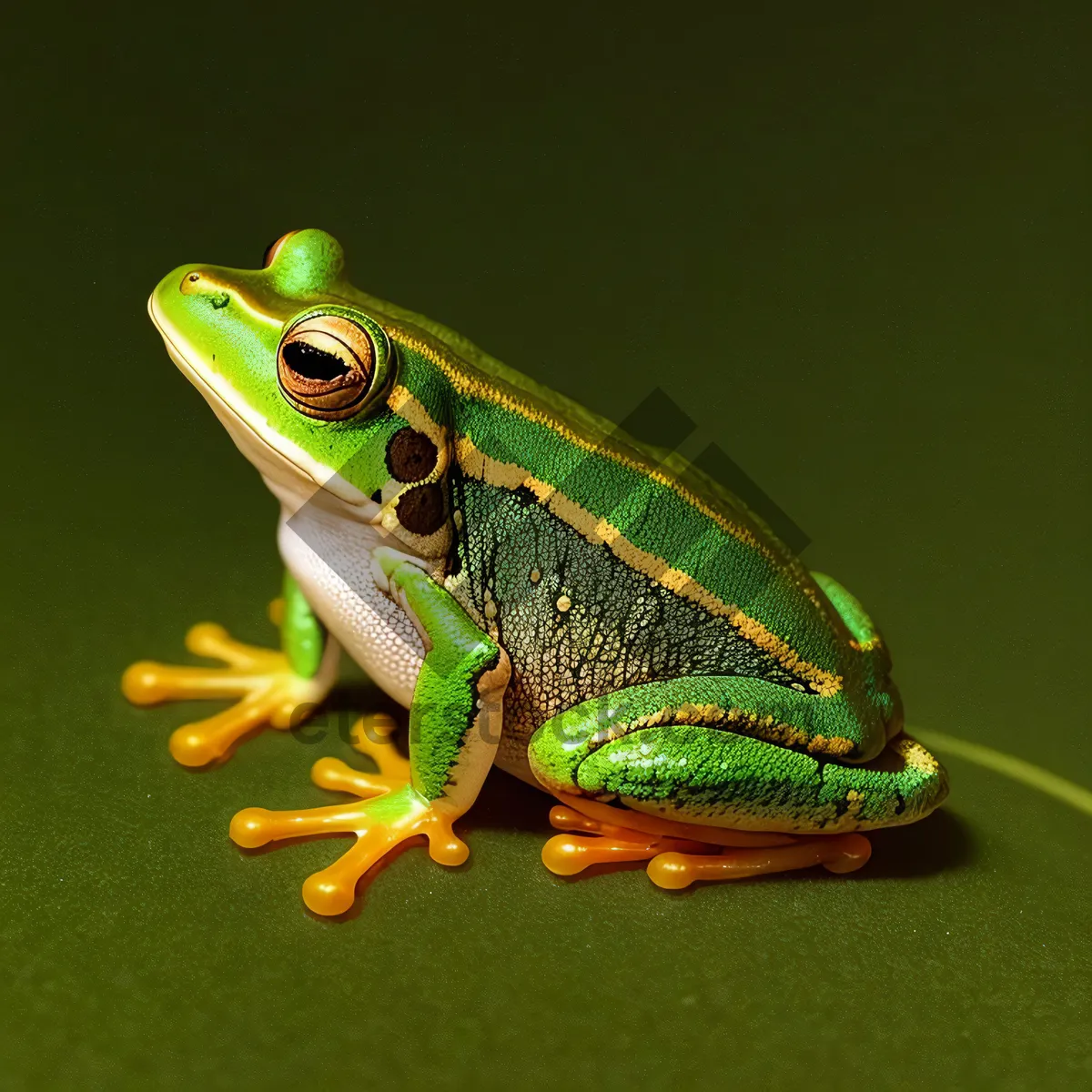 Picture of Colorful Eyed Tree Frog with Vibrant Orange and Green Abstraction