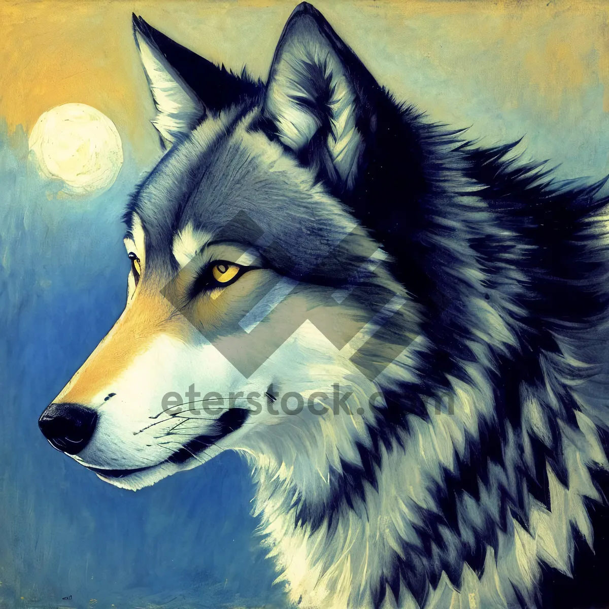 Picture of Fierce Malamute with Penetrating Wolf-like Eyes