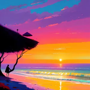 Serene Sunset Over Water - Beach Landscape