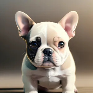 Bulldog Puppy Sitting in Studio - Adorable Wrinkled Terrier