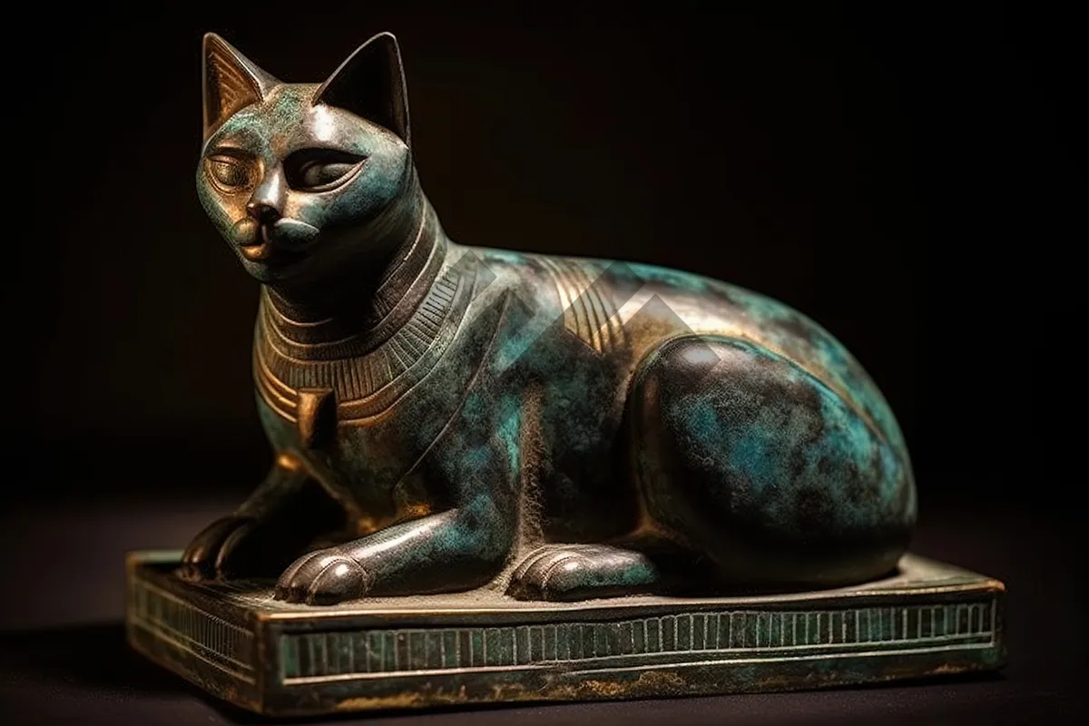 Picture of Sculpture of Cat Bookend with Artistic Design