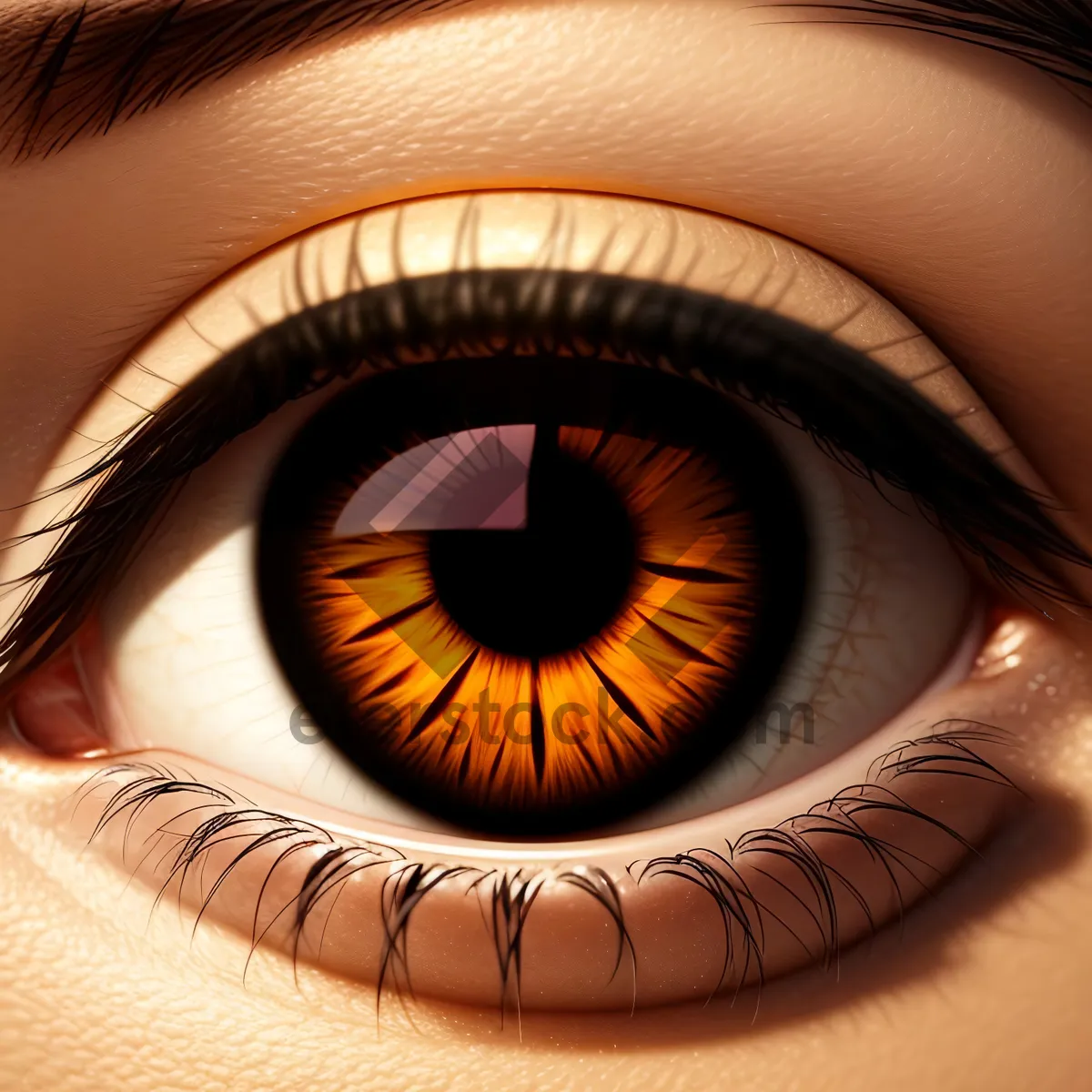 Picture of Intense Gaze: Closeup of Human Eye's Iris and Pupil