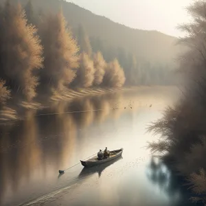 Majestic Sunset on Canoeing Adventure Through Wilderness