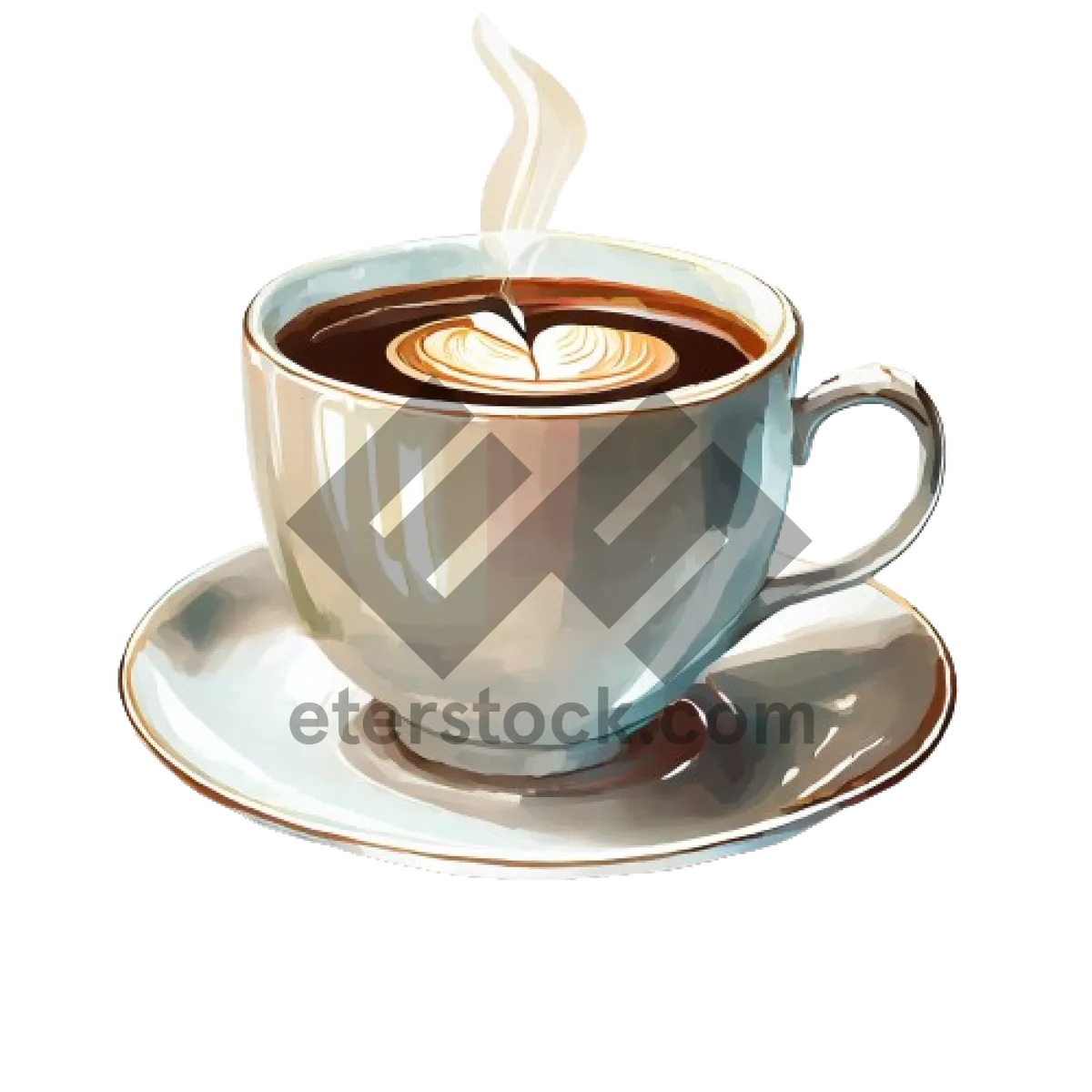 Picture of Hot coffee on black table with spoon.