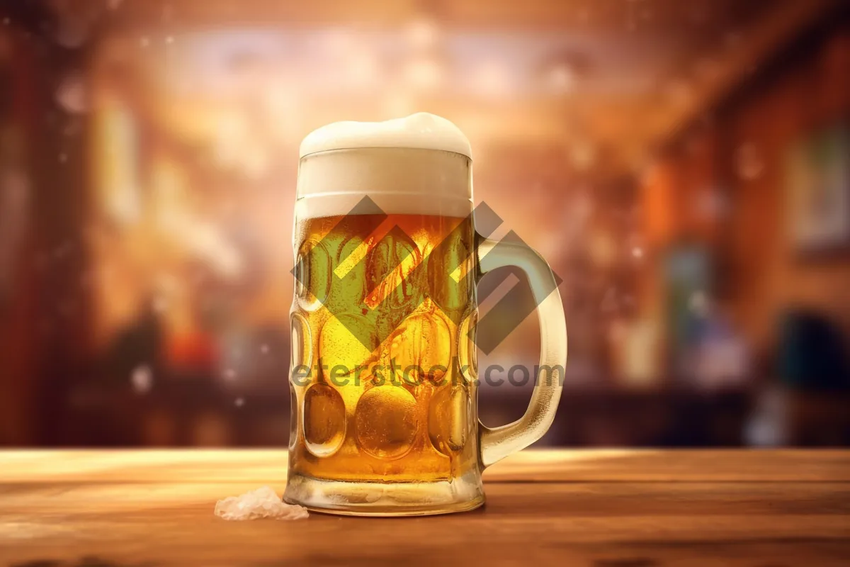 Picture of Golden Beer Glass with Cold Refreshing Lager