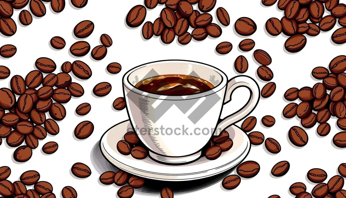 Picture of Tasty morning coffee drink in black mug closeup.