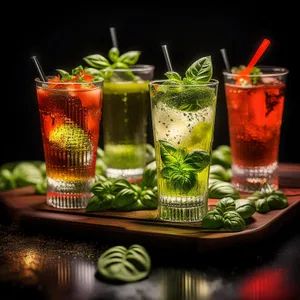 Refreshing Vodka Cocktail with Tomato Garnish and Ice