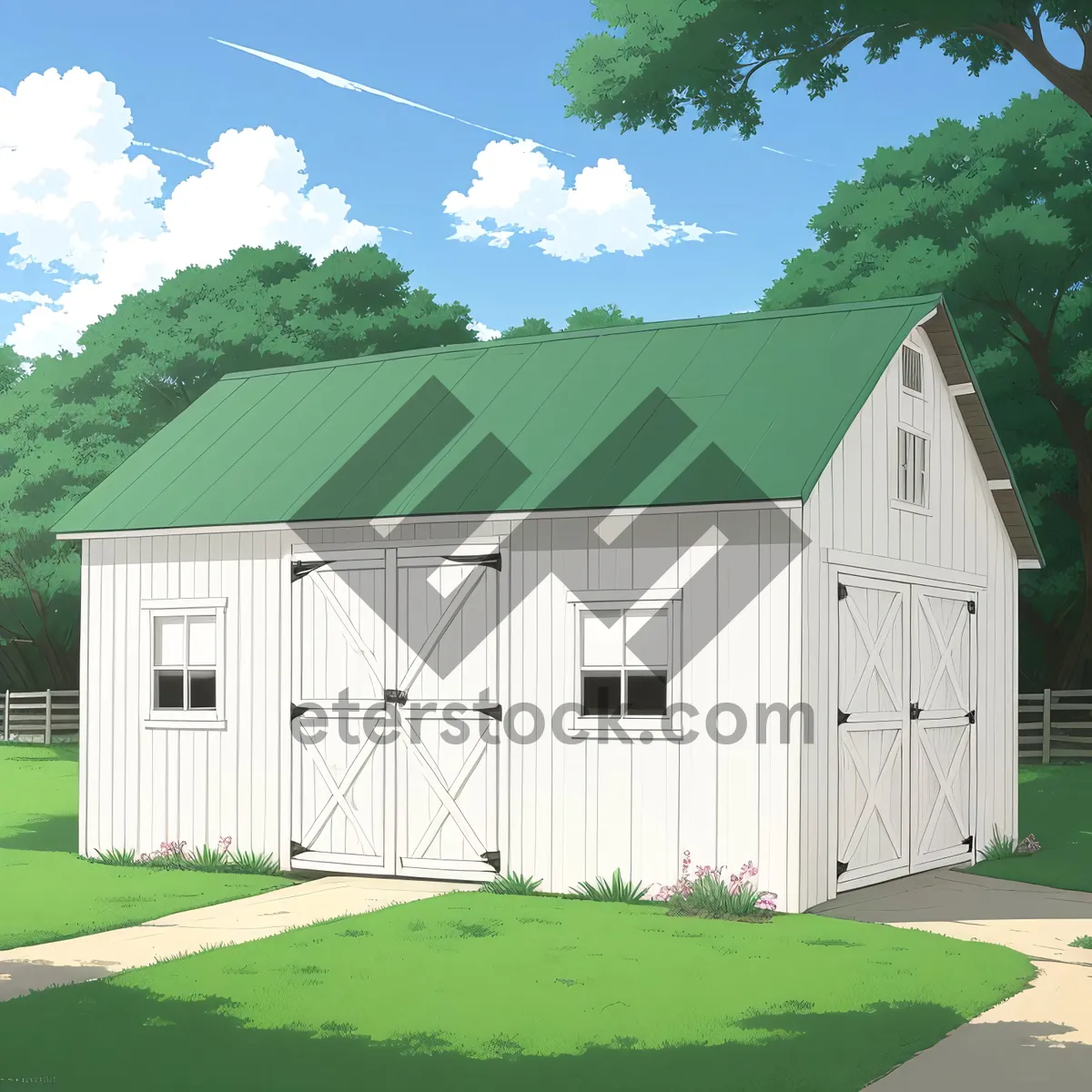 Picture of Rustic Farmhouse amidst Tree-lined Countryside