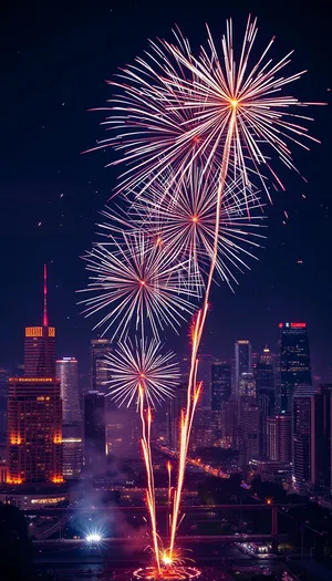 Colorful fireworks display lighting up the night sky