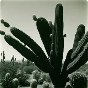 Desert Saguaro Cactus Under Sunny Sky
