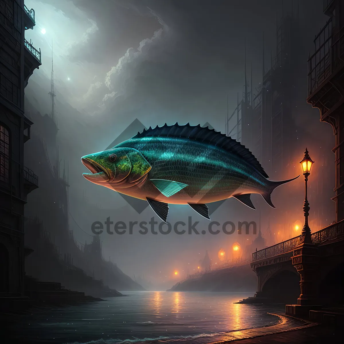 Picture of Serene Sunset Seascape with Majestic Tuna Fish