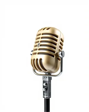 Vintage microphone on stage for live concert performance.