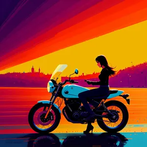 Silhouette of Cyclist Riding Moped at Sunset
