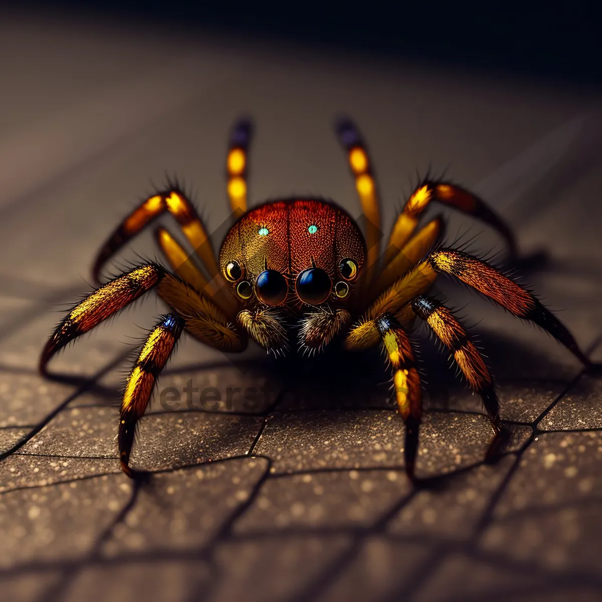 Picture of Detailed close-up of a yellow rock crab.