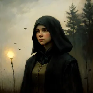 Attractive brunette student smiling in black robe