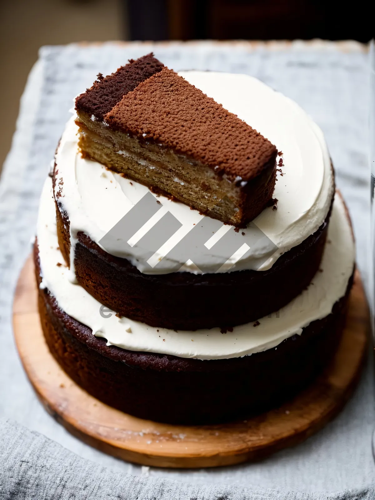 Picture of Tempting homemade chocolate cake with creamy sauce.