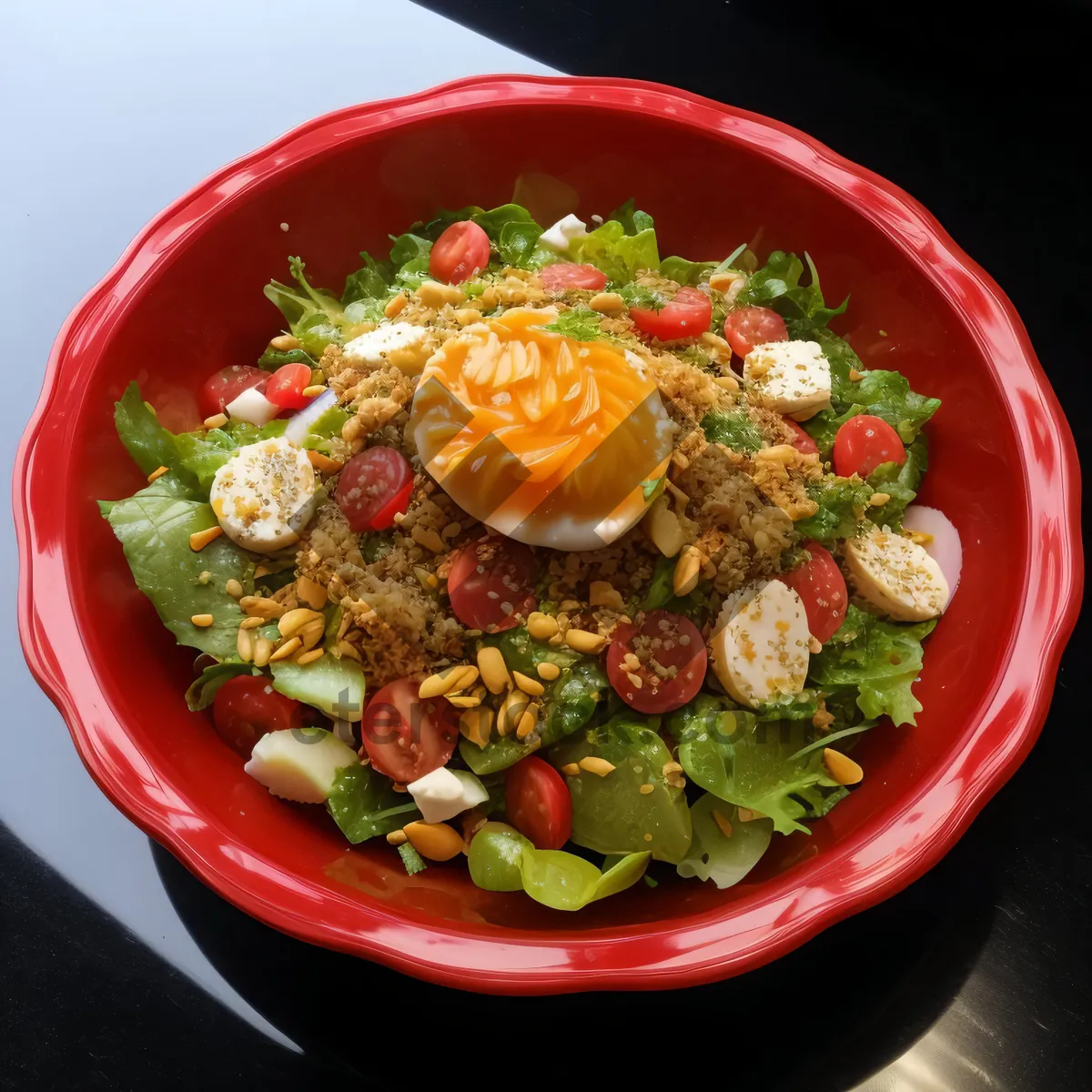 Picture of Healthy garden salad with fresh vegetables and greens