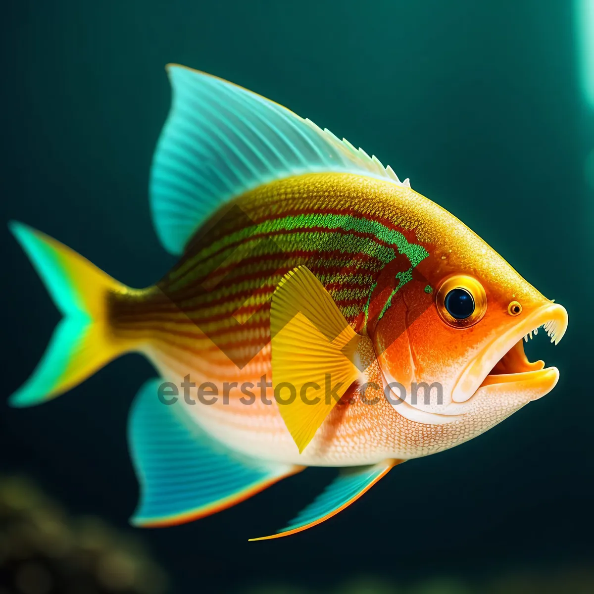 Picture of Glistening Goldfish Swims in Aquarium