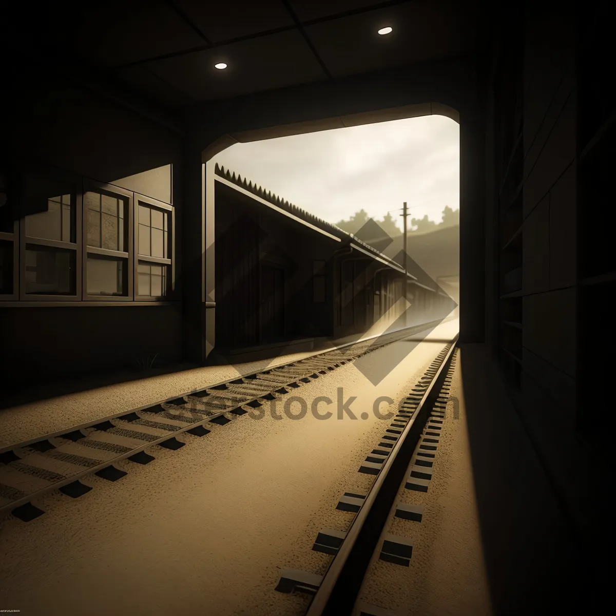 Picture of Urban Subway Train Zooming Through Tunnel.